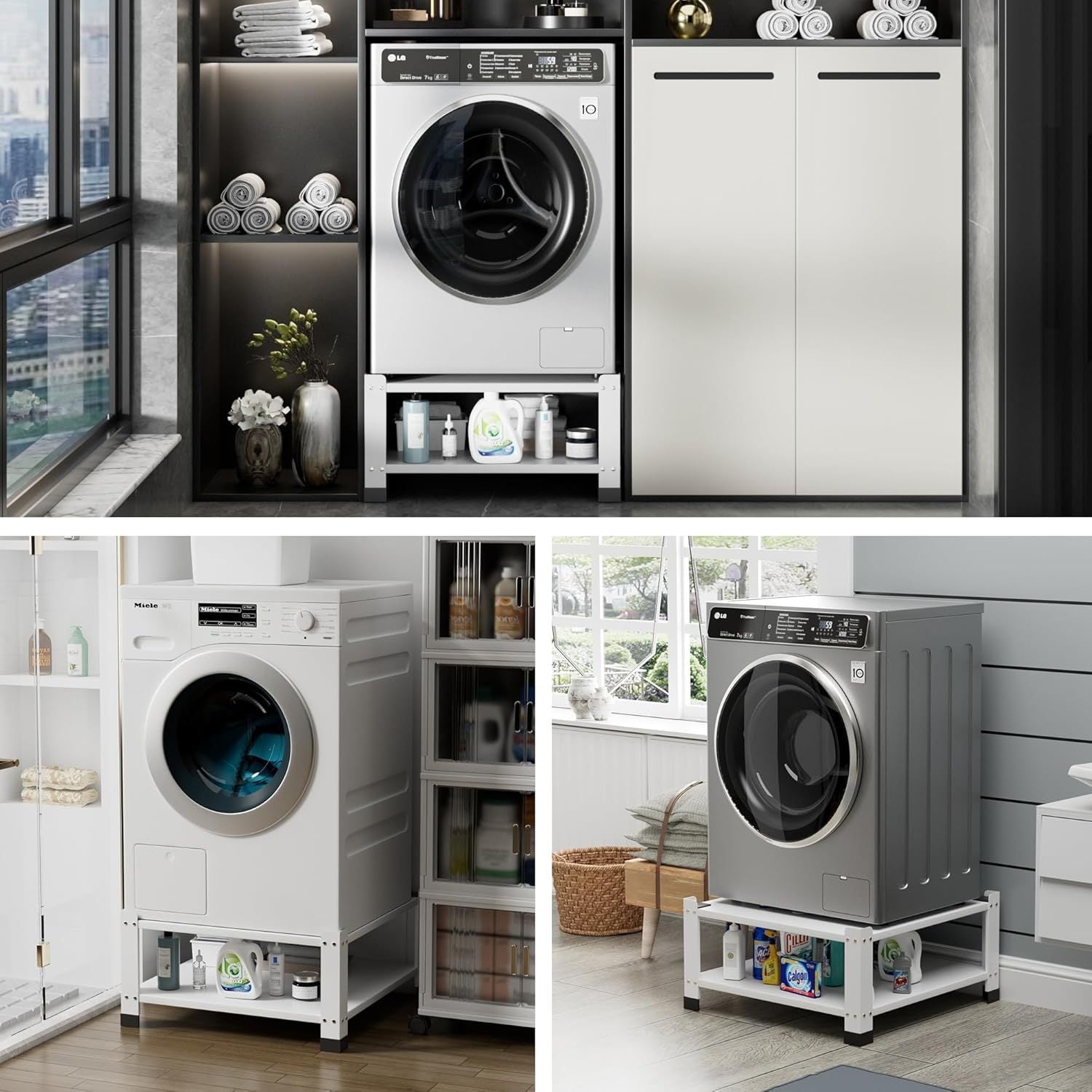 Laundry Pedestal with Storage Shelf – 28.35" Wide Washer & Dryer Stand, 700lbs Capacity, Fits Most Machinesght Capacity Washing Machine Stands For Most Washers And Dryers, Assembly Required